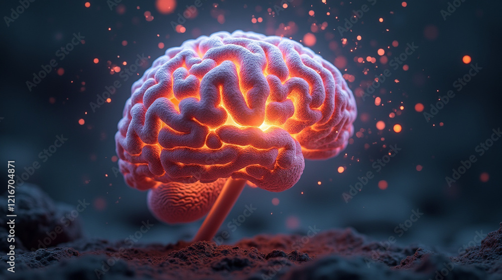 Fototapeta premium Macro Photography: Human Brain Exploding with Creative Energy