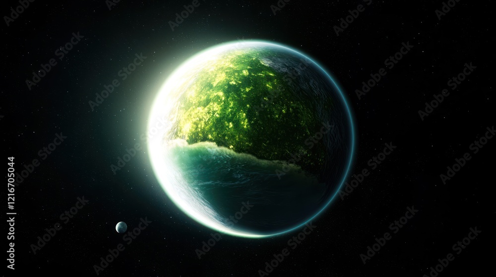 Obraz premium Luminous Green Planet