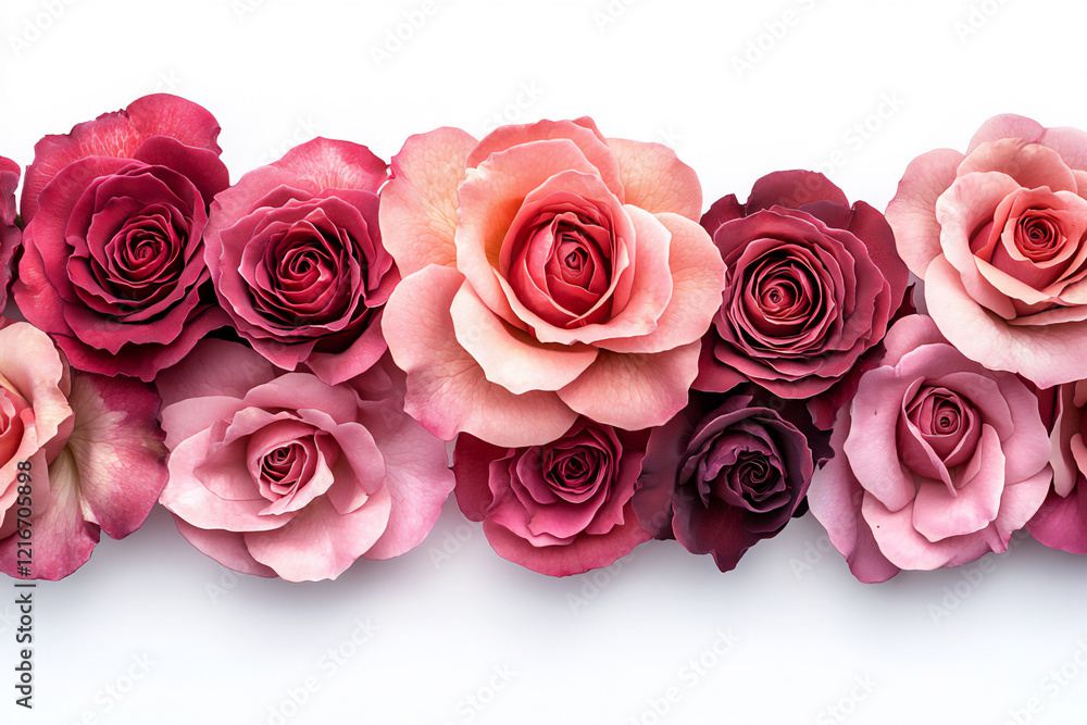  rose border, isolated on white background
