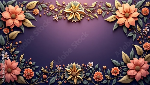 Intricate gold and purple floral patterns representing empowerment and femininity for Women's Day