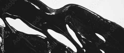 Black ink patterns create unique textures on a pure white background in abstract art