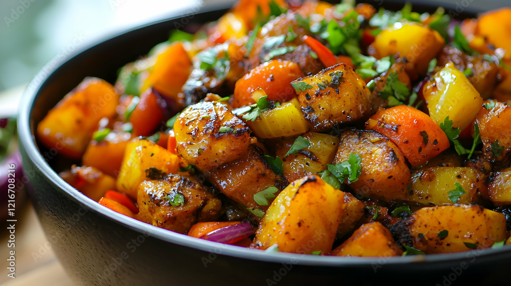 Sizzling hot chili stir fry with vibrant vegetables Sizzling hot chili stir fry with vibrant vegetables