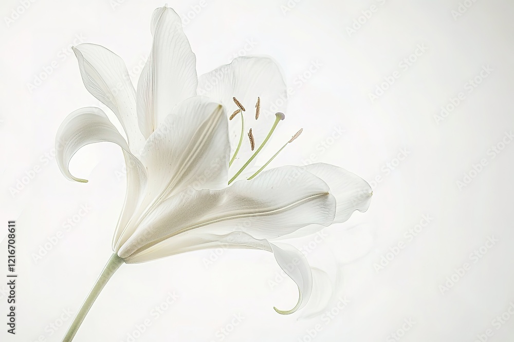 Fototapeta premium Pure Elegance: Isolated White Lily Flower, Perfect for Design Projects and Spring Themes bloom plant