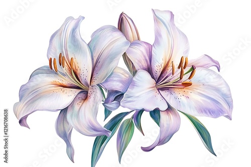 Elegant White Lily Blossom: Pure, Isolated, Perfect for Design Projects, Websites, and More! bloom  
