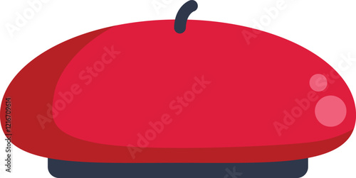 This illustration features a classic red beret, instantly evoking thoughts of french fashion and culture