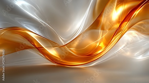 A glowing neon wave composition with dynamic curves of gold and turquoise intersecting fluidly.