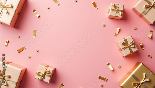 Beautifully wrapped pink and gold gift boxes symbolizing appreciation and gratitude for Women’s Day