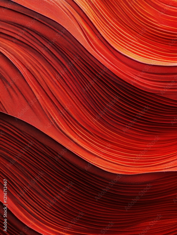 Fototapeta premium Abstract red waves with layered texture, flowing dynamic art, Generated AI