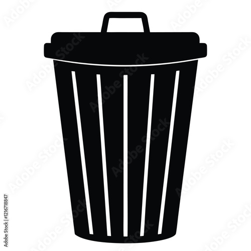 trash bin silhouette isolated on white background
