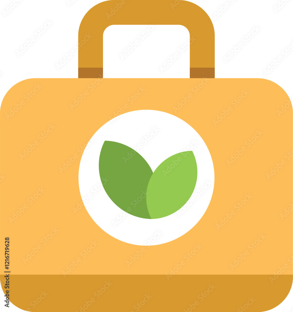 Eco friendly lunch box with green leaves logo for take away food