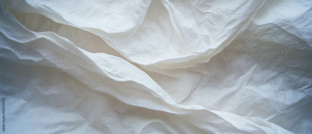 Obraz premium Elegant texture of linen paper highlighting intricate folds and gentle creases in white