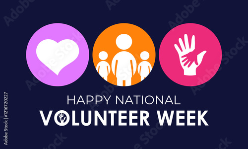 Vector illustration on the theme of national volunteer Week. A chance to recognize those who dedicate time and effort to make a difference. Design for banner, cards, prints, social media, poster.
