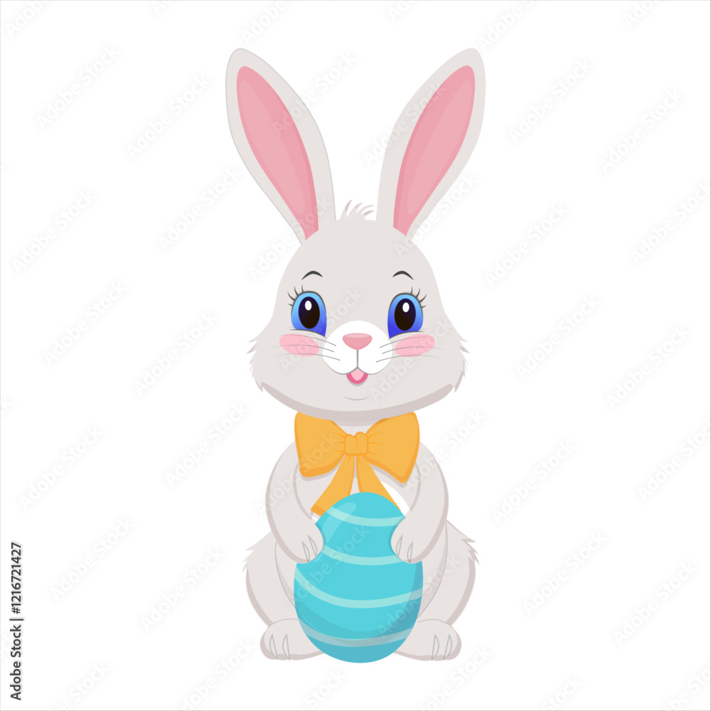 Adorable and Cute Cartoon Easter Bunny with Festive Egg Design for All Ages and Celebrations Adorable and Cute Cartoon Easter Bunny with Festive Egg Design for All Ages and Celebrations