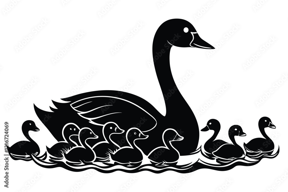Duck walking with ducklings Duck walking with ducklings