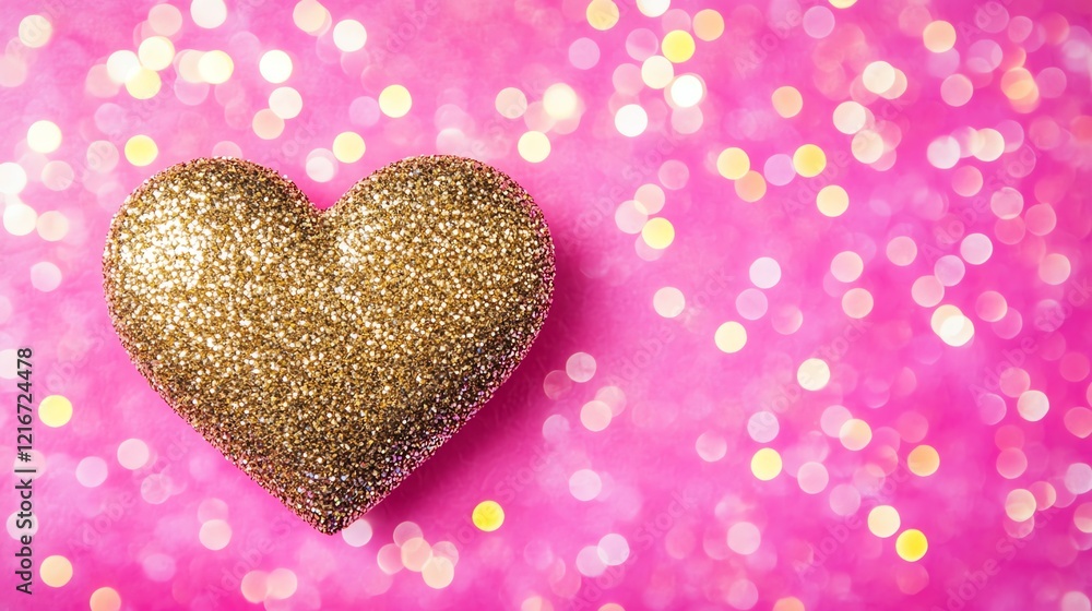 Fototapeta premium Glitter Heart on Pink