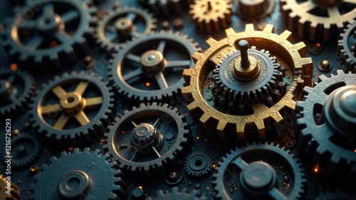 Wallpaper Mural Intricate Mechanism of Interlocking Gears A Detailed Close-Up of Complex Machinery in Motion Torontodigital.ca