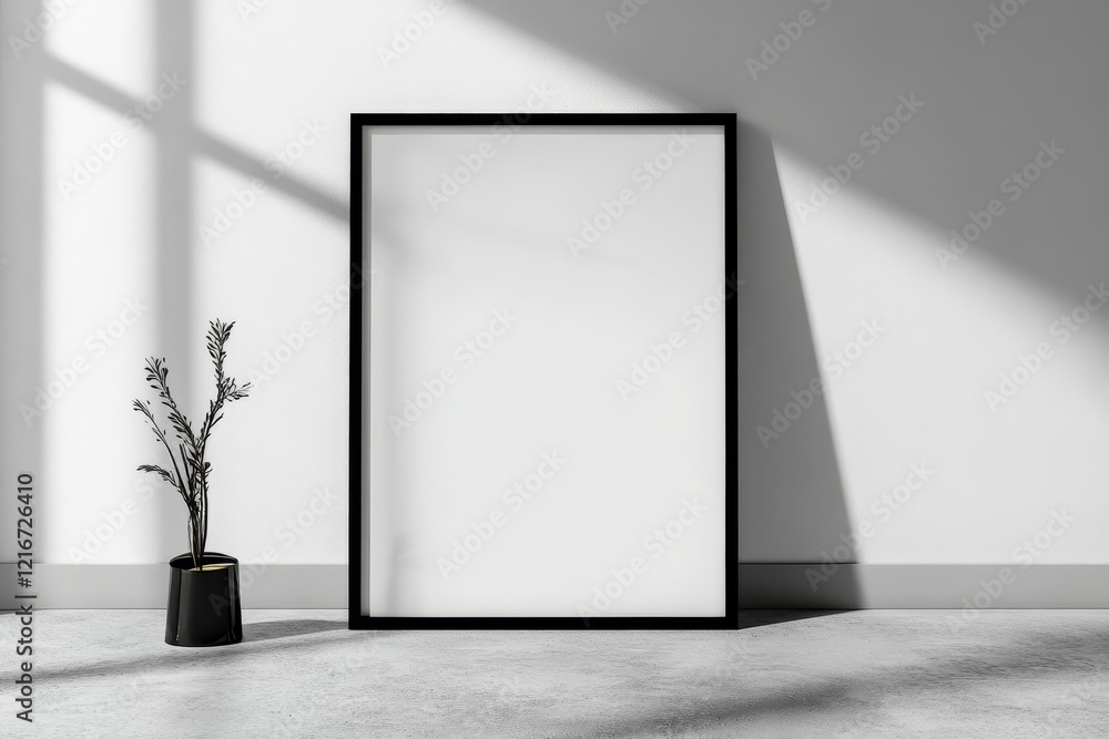 Mock-up poster frame in bedroom, Scandinavian style, 3d render, Generative AI Mock-up poster frame in bedroom, Scandinavian style, 3d render, Generative AI