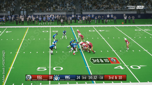 Canvastavla American Football TV Broadcast Screen Shot with Score Bug
