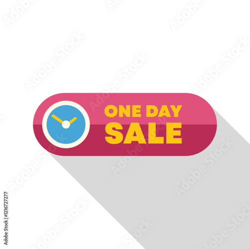 Pink button with clock showing one day sale and limited time offer
