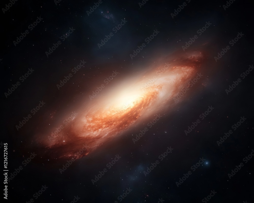Fototapeta premium Galactic Cinematic Swirling Galaxy Surrounded by Cosmic Void - Dynamic Astronomy Visuals for Digital Marketing and Educational Outreach