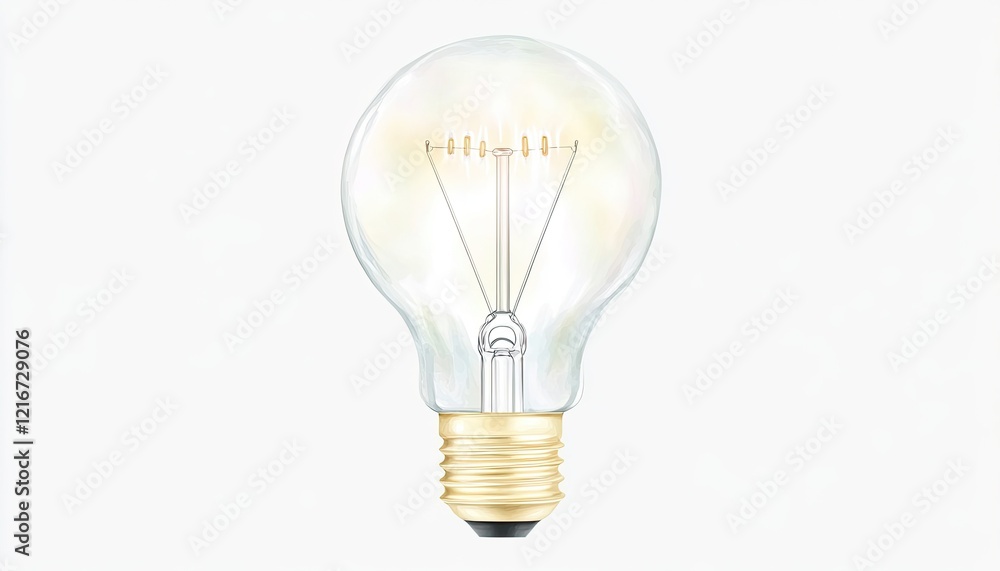 A clear glass light bulb with visible filament, set against a white background, symbolizing innovation and ideas A clear glass light bulb with visible filament, set against a white background, symbolizing innovation and ideas