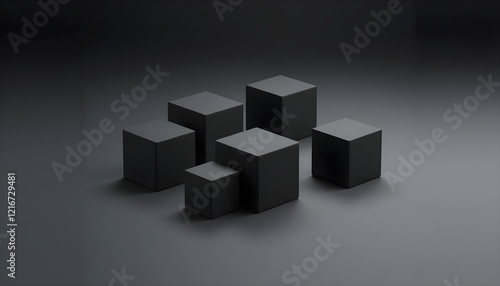 Black Cubes Minimalist Abstract Art with Futuristic Aesthetic