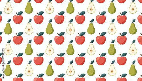 Seamless pattern with pears and apples. Vector illustration.