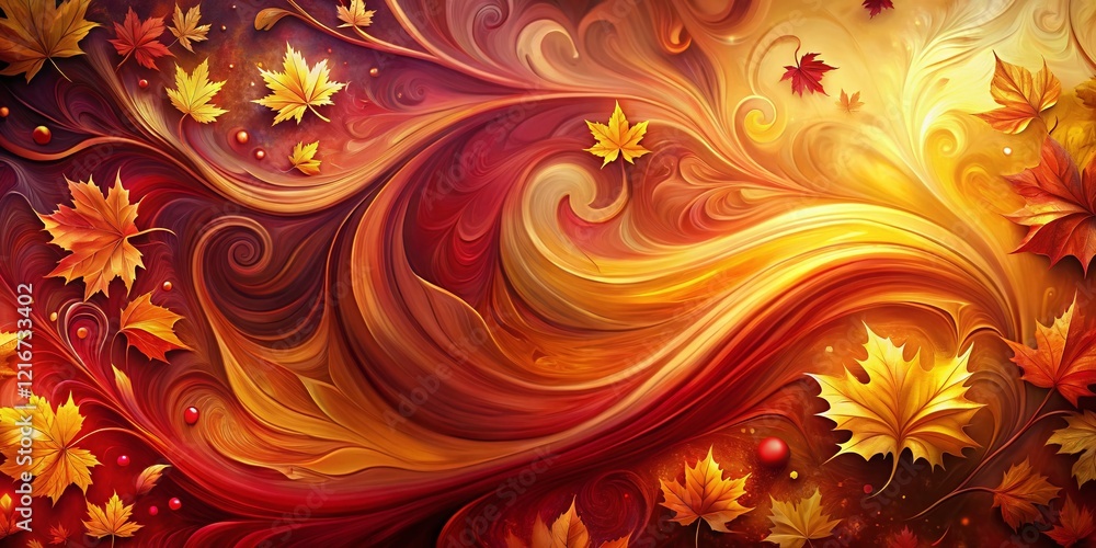 Abstract Autumn Background: Vibrant Fall Colors and Swirling Textures