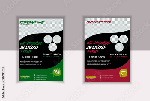 Resturant mordern business marketing social media fast food web banner template design with logo and icon. Sale promotion flyer for pizza, burger & healthy...