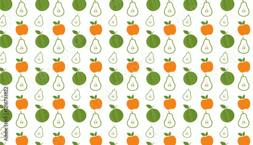 Seamless pattern with pears and apples. Vector illustration.