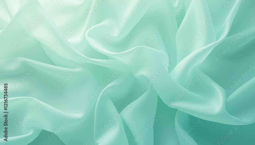 Fototapeta premium Light green chiffon fabric with airy flowing folds.