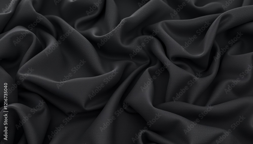 Fototapeta premium Black chiffon fabric with dramatic flowing folds.