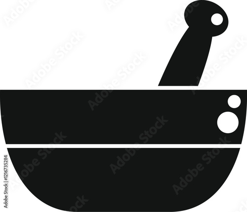 Black silhouette of mortar and pestle, used for grinding ingredients in traditional medicine preparation