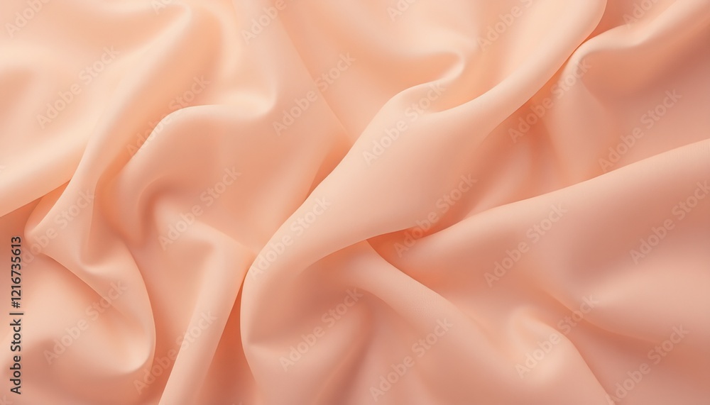 Light peach satin fabric with soft flowing folds. Light peach satin fabric with soft flowing folds.