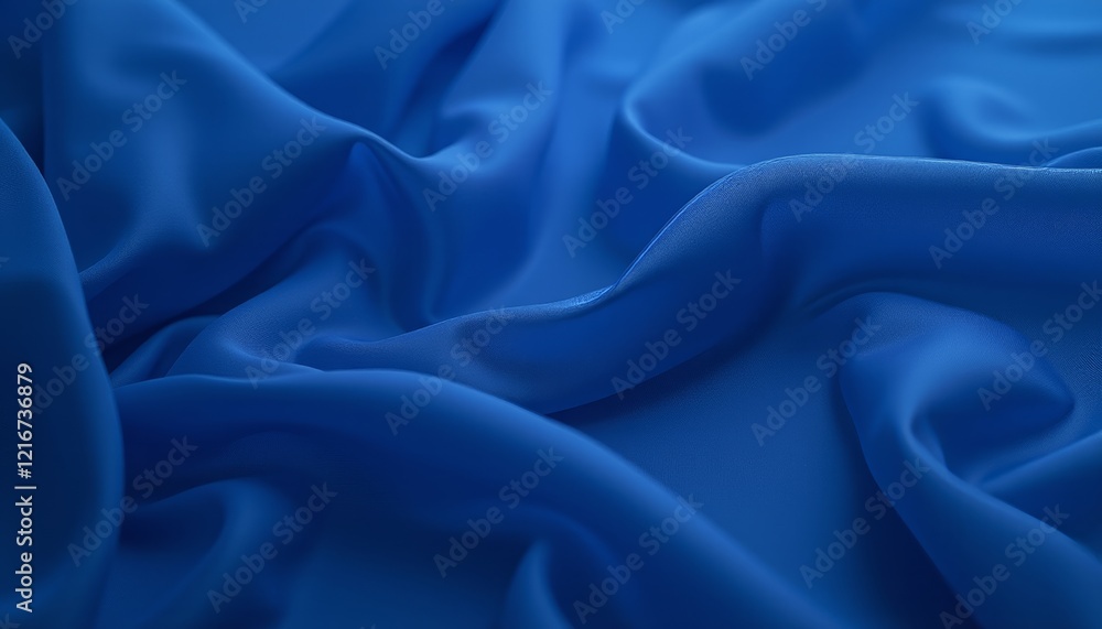 Fototapeta premium Deep blue chiffon fabric with soft flowing folds.