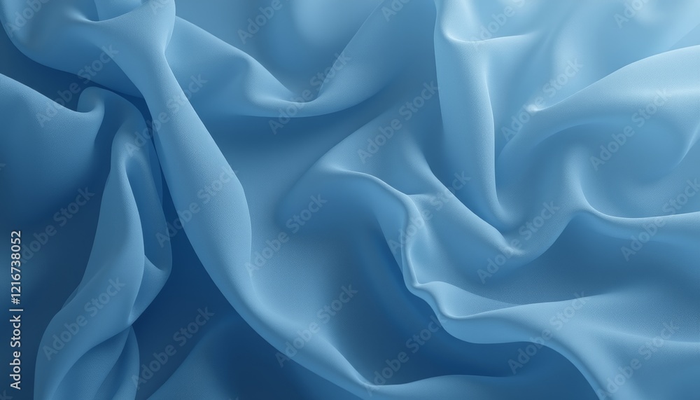 Fototapeta premium Rich blue satin fabric with soft flowing folds.