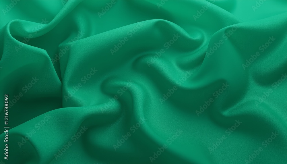 Fototapeta premium Vivid green chiffon fabric with smooth flowing folds.