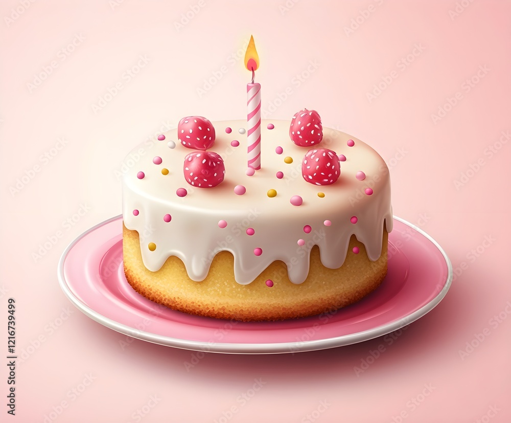 Realistic photograph birthday cake education card for kids with a single pink background. Perfect for advertising. Realistic photograph birthday cake education card for kids with a single pink background. Perfect for advertising.