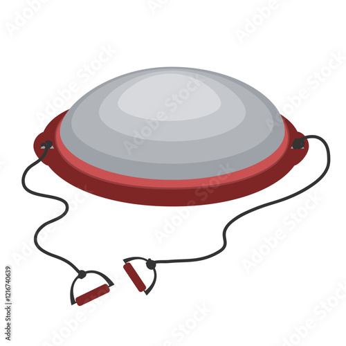 Fitness Balance Trainer Balance Ball with Resistance Bands. Isolated vector illustration. Equipment for body balance training, physical therapy, and rehabilitation.