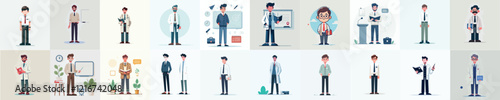 vector set of character male teacher