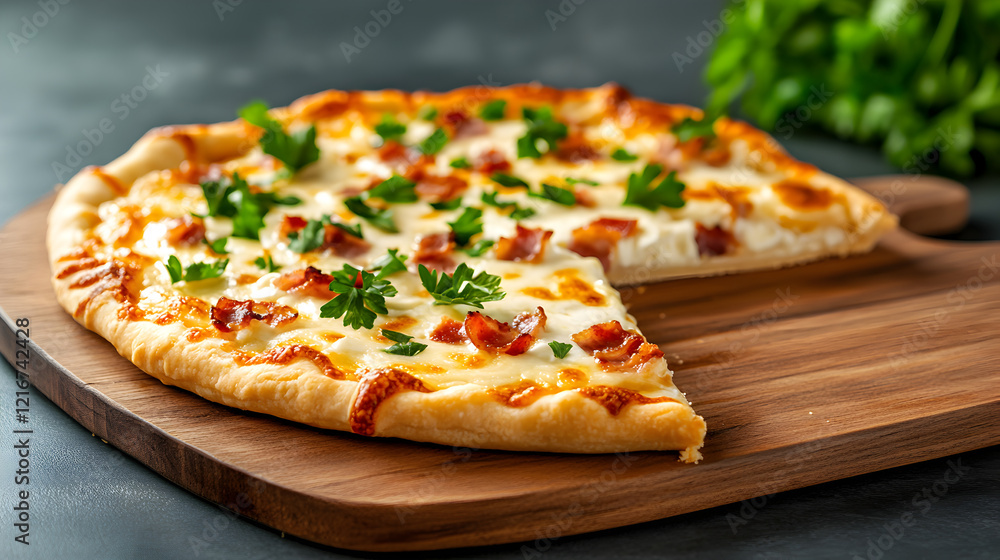 Flammkuchen from Alsace Traditional French Tarte Flambee with Cream Cheese Bacon and Onions Flammkuchen from Alsace Traditional French Tarte Flambee with Cream Cheese Bacon and Onions