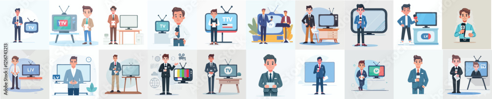 vector set of presenter tv vector set of presenter tv