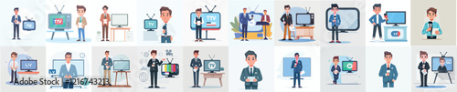 vector set of presenter tv