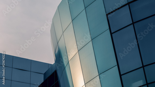 Wallpaper Mural facade of an office building with blue walls and mirrored windows Torontodigital.ca