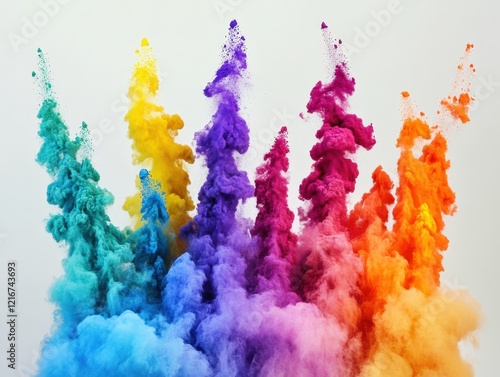 Colorful Smoke Clouds for Happy Holi, Indian Festival of Color Celebration. photo