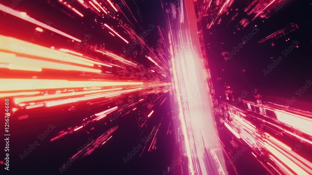 Obraz premium Neon Lightscape: A Digital Voyage Through a Futuristic City