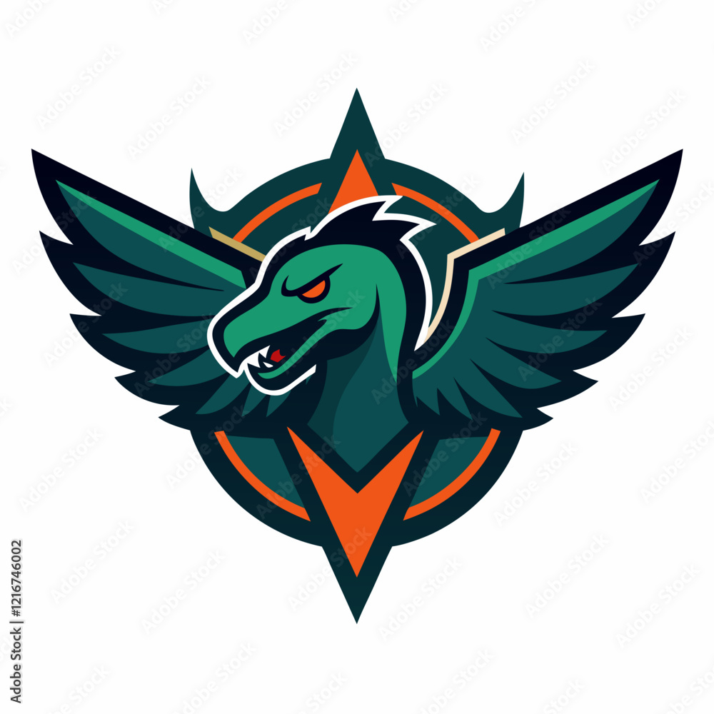 Obraz premium dinosaur wings logo illustration