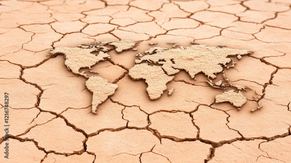 World Map on Cracked, Dry Earth A Visualization of Global Drought World Map on Cracked, Dry Earth A Visualization of Global Drought