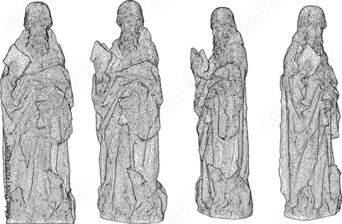 sketch vector illustration of classical vintage greek roman thinker philosopher statue ethnic