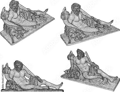 sketch vector illustration of classical vintage greek roman thinker philosopher statue ethnic